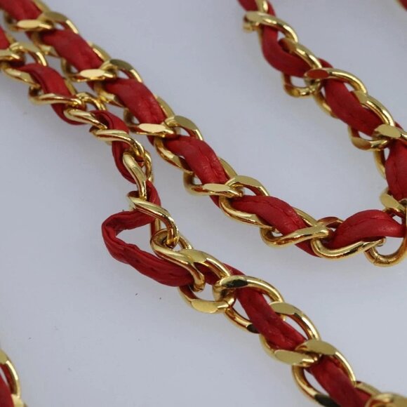 CHANEL Chain Shoulder Bag Canvas Red Gold CC Auth bs19429 - Picture 9 of 16